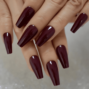 Dark Red Nails (coffin / ballerina shape)