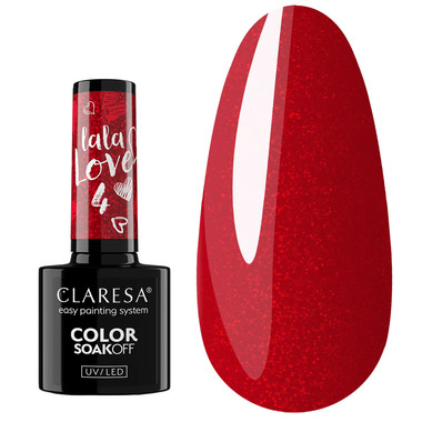 Gel polish Claresa LA LA LOVE 4 red with glitter 5 g - Фото №1