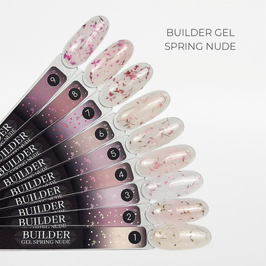 Gel for extension Crystal Builder Gel Spring Nude 5 milky white with dried flowers 15 ml - Фото №2