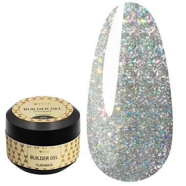 Gel for extensions F.O.X Builder gel Flashback 002 cold silver 15 ml - Фото №1