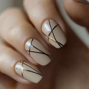 Бежевая геометрия с чёрными и золотыми акцентами
