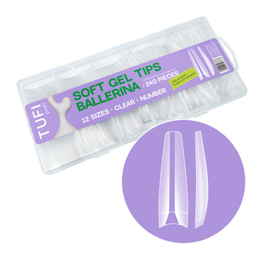 TUFI profi Half Cover Soft Gel Tips Ballerina Transparent 240 Stück (0326344) - Фото №1