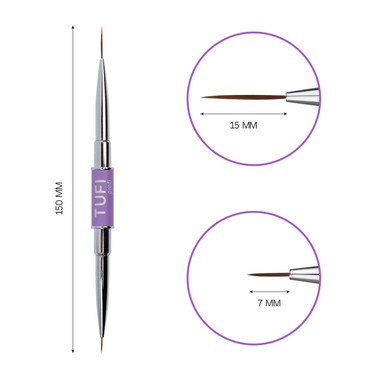 Двухсторонняя кисть для маникюра TUFI profi лайнер 7мм/15мм (0327452) - Фото №2