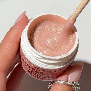 Gel für Nagelverlängerungen CLARESA SOFT&EASY GOLDEN SPARK 45G - Фото №2