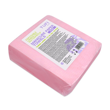 Papierservietten für die Maniküre TUFI profi Einweg-Papierservietten, laminiert, wasserabweisend, rosa, 41 x 33 cm, 50 Stück (0331521) - Фото №3