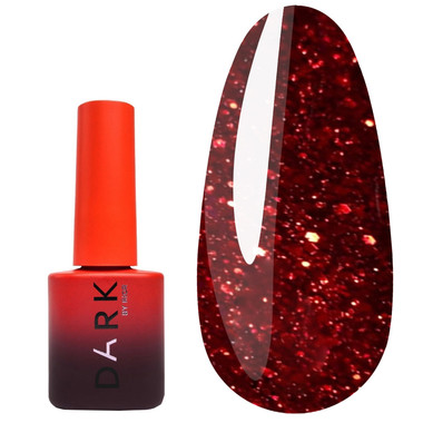 Gel-Nagellack DARK Neue Kollektion 111 Rot mit Glitzer, 6 ml - Фото №1