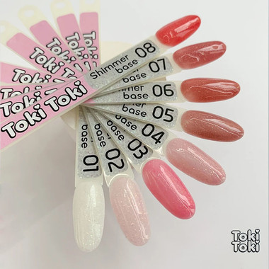 Toki-Toki Shimmer base 05 dark pink with white and gold micro-glitter 5 ml - Фото №3