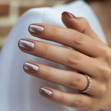 Rose gold chrome nails