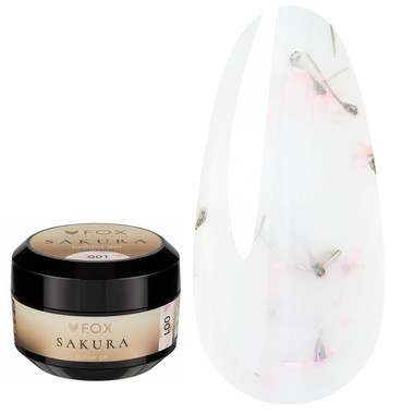 FOX Builder Gel Sakura 001 Milky mit getrockneten Blüten 15 ml - Фото №1