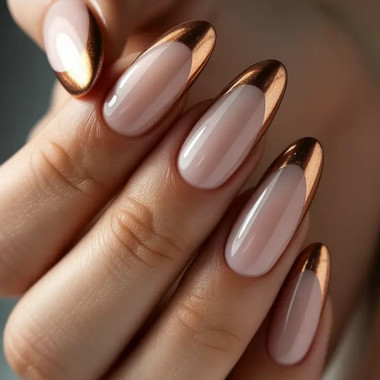 Nude-Maniküre mit kupferfarbenem French