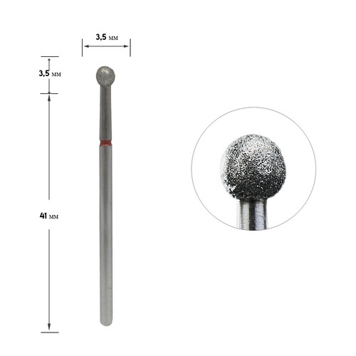 Diamond cutter Staleks Pro Expert ball red diameter 3.5 mm