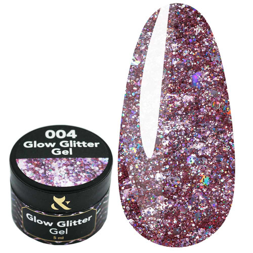 Glitter Gel  FOX Glow №004 rosa mit Glitzern 5 ml - Фото №1