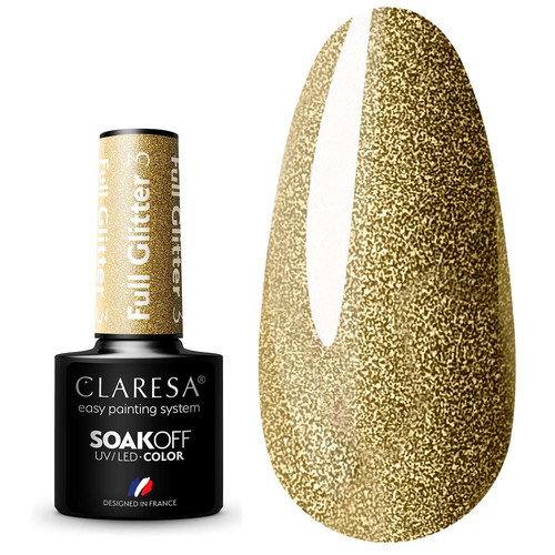 Claresa Gel Polish FULL GLITTER 3 shimmering gold, 5g - Фото №1