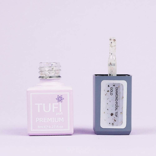 Топ TUFI profi PREMIUM Diamond Potal c поталью и шиммером золото 8 мл(0125764) - Фото №3