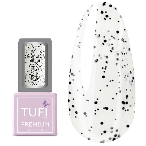 Тоp TUFI profi PREMIUM Dot and Shimmer  with black shimmer and small pieces 8ml (0125776) - Фото №2