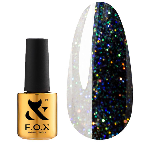 Топ F.O.X Top Blaze цветной топ 7 мл 001 прозрачный "глиттер" с синей, красной и зеленой вкраплениями - Фото №1