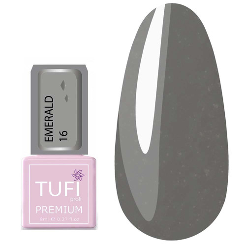 Gel polish TUFI profi PREMIUM Emerald 16 Gray with glitter 8 ml (0102535) - Фото №1