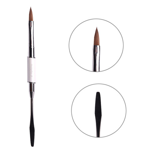 Кисть Komilfo Double Metall Spatula/Acrylic 8 (Kolinsky) (2900000010673) - Фото №1