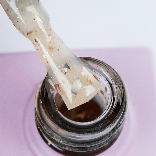 Топ TUFI profi PREMIUM Diamond Potal Matte Top матовый c поталью и шиммером розовое золото 8 мл (0125773) - Фото №2