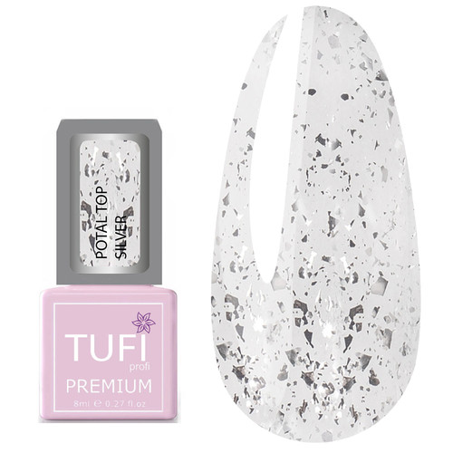 Топ TUFI profi PREMIUM Potal Top без липкого слоя с поталью серебро 8 мл (0121826)