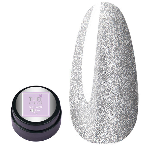 Gel paint TUFI profi PREMIUM Gel Paint 01 silver with glitter 5 g (0104336) - Фото №1