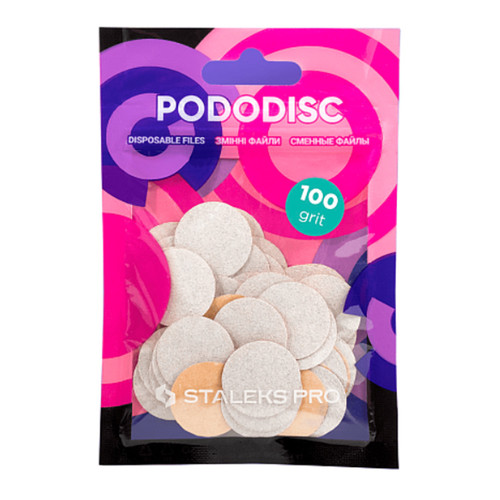 White refill pads disc Staleks Pro M 100 grit (50 pc) - Фото №1