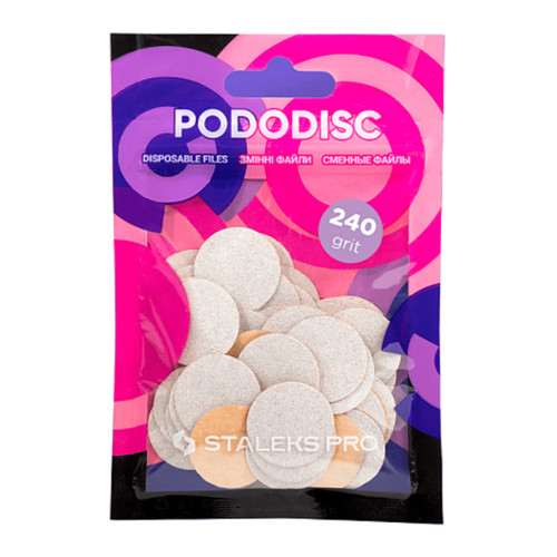 White refill pads for pedi disc Staleks Pro S 240 grit (50 pc) - Фото №1