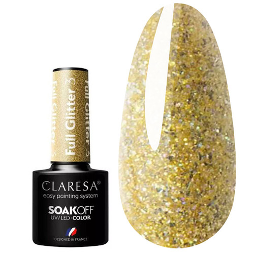 Claresa GLITTER 3 Hybridpolitur Gold mit Glanz 5 g