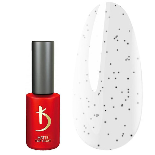Matte top coat KODI Art 02 transparent with black particles 7 ml - Фото №1