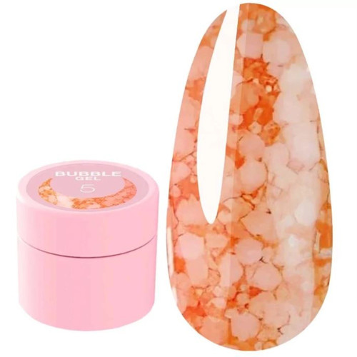 Гель LUNA Bubble №5 оранжевый с блестками 5 мл