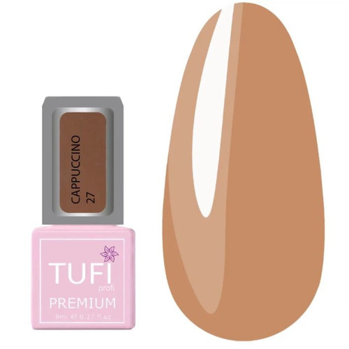 Gel polish TUFI profi PREMIUM Cappuccino 27 peach fluff with glitter 8ml (0283798) - Фото №1