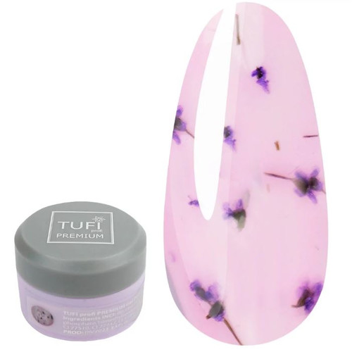 Gel polish TUFI profi PREMIUM Bloom 02 with dried flowers hyacinth 5ml - Фото №1