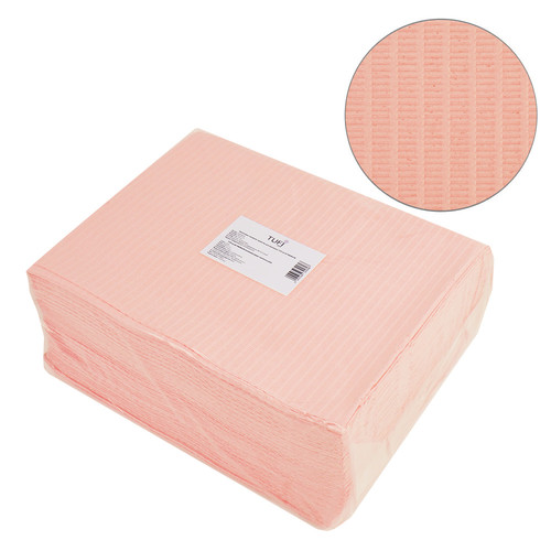 Paper mats for manicure TUFI profi PREMIUM disposable laminated moisture-resistant peach 40x32 cm 50 pcs - Фото №1