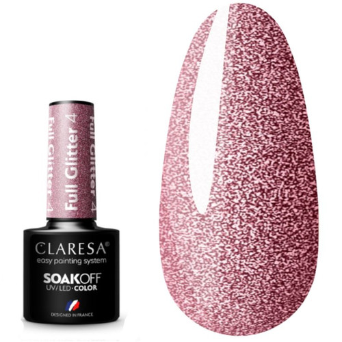 Gel polish Claresa FULL GLITTER 4 pink with shimmer 5 g