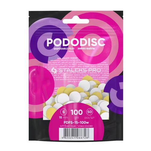 Replacement files white for pedicure disc on a soft base PODODISC STALEKS PRO S 100 grit (50 pcs) - Фото №1