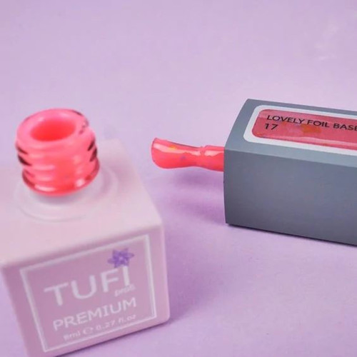 Base TUFI profi PREMIUM Lovely Foil Base with foil 17 pink cloud 8 ml - Фото №3