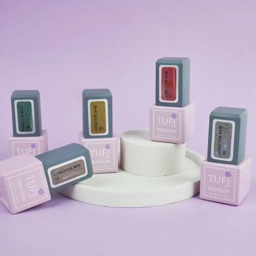 Base TUFI profi PREMIUM Lovely Foil Base with foil 17 pink cloud 8 ml - Фото №6