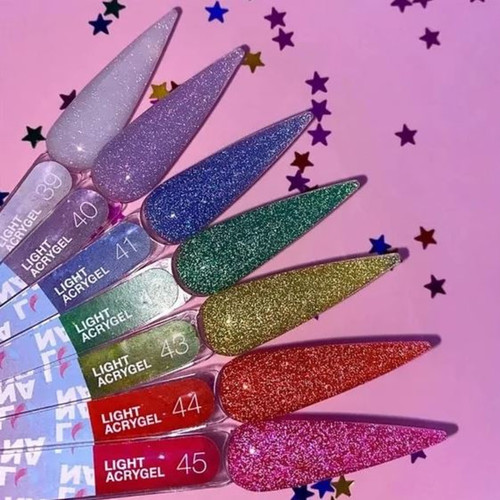 Acrylic gel LUNA Light №45 pink with glitter reflective 13 ml (249-2416-0484) - Фото №5