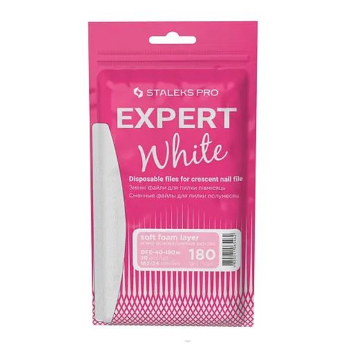 Set of white replaceable tips for a straight file (on a soft base) EXPERT 40 180 grit (30 pcs