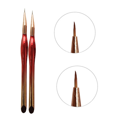 Набор кисточек для маникюра BLING 2 шт красно-золотой - Фото №1