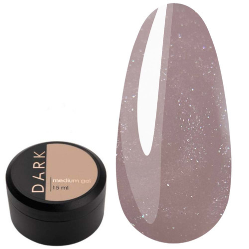 Гель для наращивания DARK Medium Gel №33 бежевый с блестками 15 мл