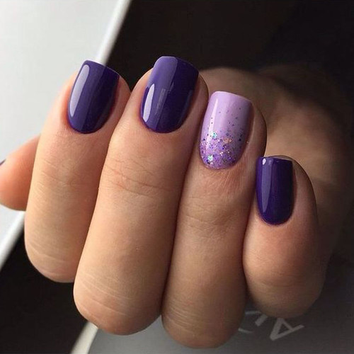 Purple manicure (short nails)