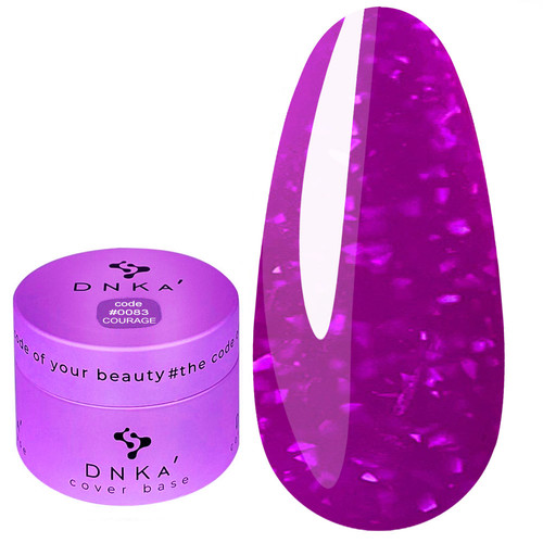 База для ногтей DNKa Cover Base №0083 Courage фиолетовый с серебряной поталью 30 мл (DNKA0083-30) - Фото №1