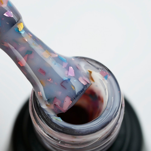 Color base SILLER Potal №5 pink-milky with multi-colored leaf 8 ml - Фото №2