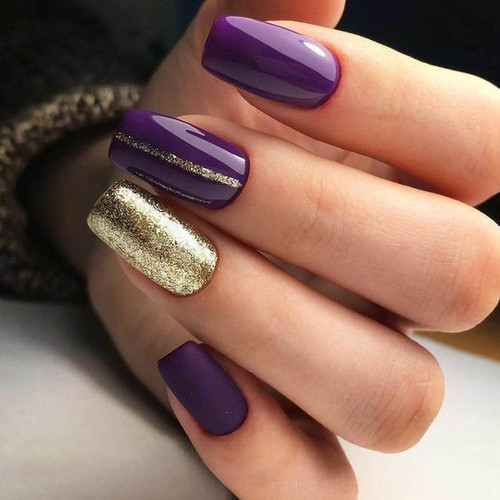 Purple manicure (with gold)