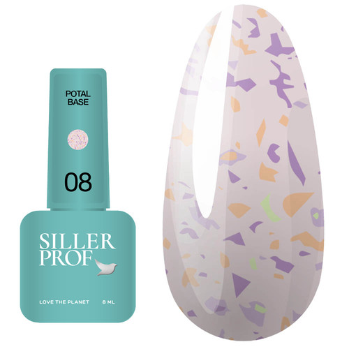 Color base SILLER Potal №8 light pink with small multi-colored leaf 8 ml - Фото №1