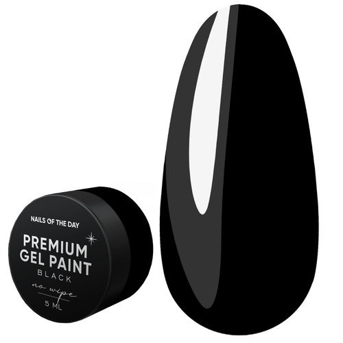 Гель-краска NAILSOFTHEDAY Premium gel paint Black no wipe, 5 ml - Фото №1