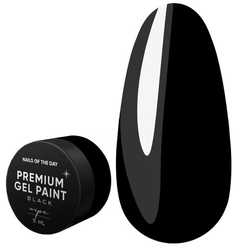 Гель-краска NAILSOFTHEDAY Premium gel paint Black wipe, 5 ml - Фото №1