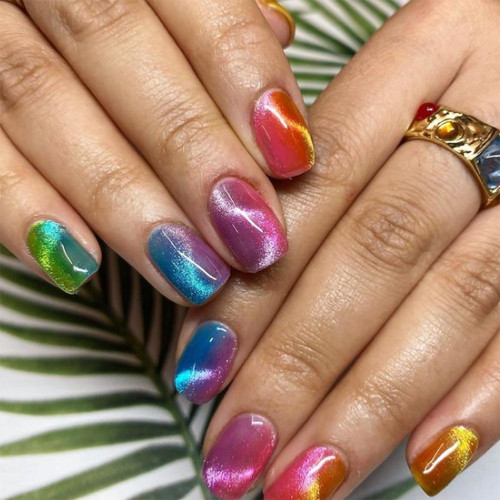Manicure cat's eye (colorful)
