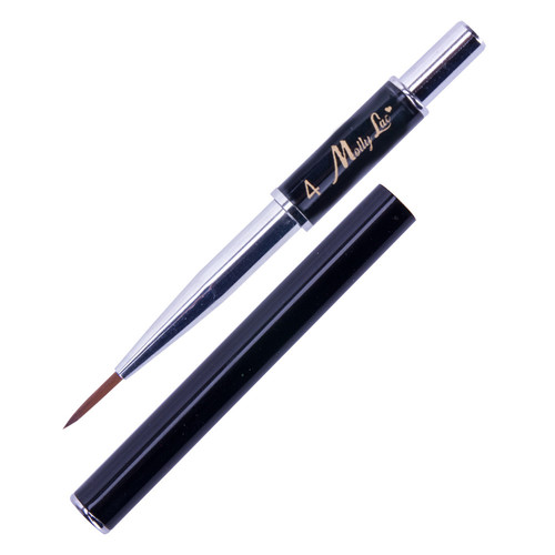 Кисть для дизайна ногтей MollyLac натуральная щетина, черная, длина щетины 13 мм - Фото №4